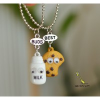 Кулон парный для друзей "Best Buds. Молоко и печенька". Цена за 1 пару